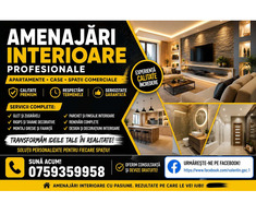 Amenajari interioare profesionale pentru apartamente, case si spatii comerciale